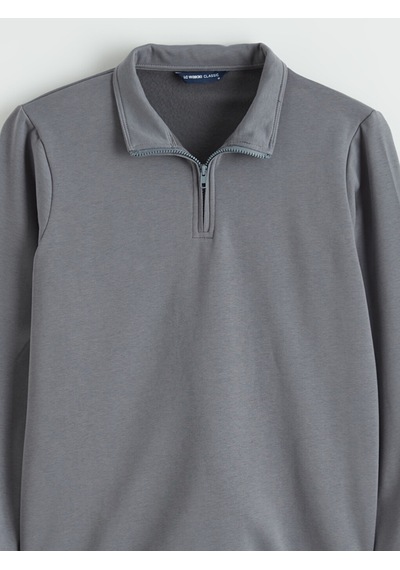 Lcwaıkıkı Classic Gri Dik Yaka Uzun Kollu Erkek Kalın Sweatshirt