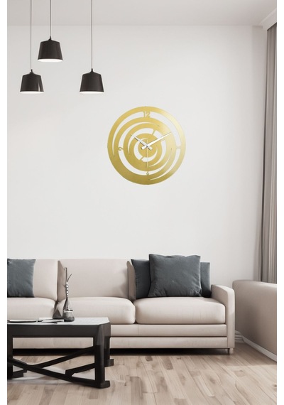 Hilal Model Metal Lazer Kesim Akar Sessiz Mekanizmalı Duvar Saati 40 40 Cm -m013 Gold