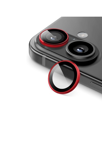 Apple Uyumlu iPhone 16 / 16 Plus İçin Ipg Kamera Lens Koruyucu - Kırmızı