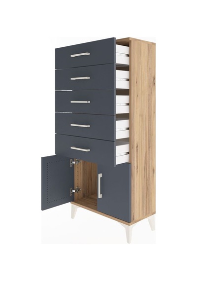Arges Dolap 5 Raflı 2 Kapaklı 60x30x134 Çam-antrasit Çam Arges Dolap 5 Raflı 2 Kapaklı 60x30x134 Çam-antrasit Çam