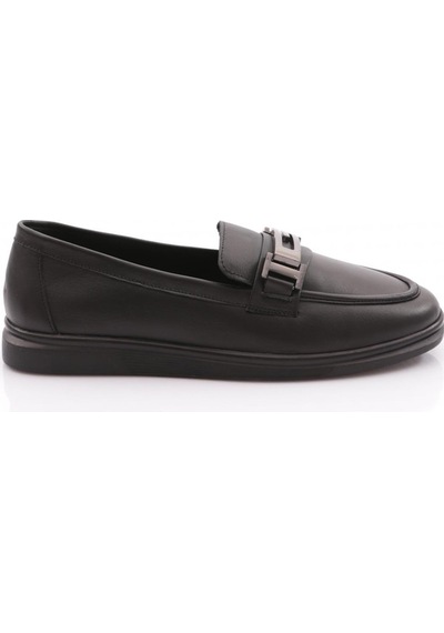 Dgn 981g Kadin G Metal Tokali Loafer Ayakkabi Siyah Napa