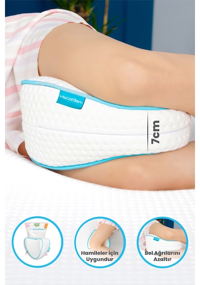 Viscofoam V Model Diz Arası Ortopedik Yastık Bacak Arası Visco Yastık - 23x23x5cm