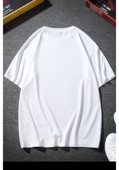 Energetic Ön Baskılı Bisiklet Yaka Kadın Oversize Tshirt Beyaz