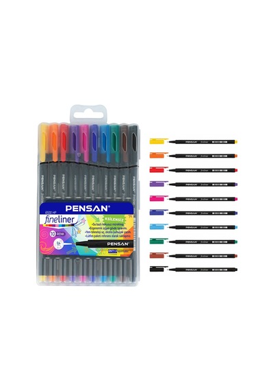 Pensan 6500 0.4 Mm Fineliner 10 Lu Plastik Kutulu Keçe Uçlu Kalem