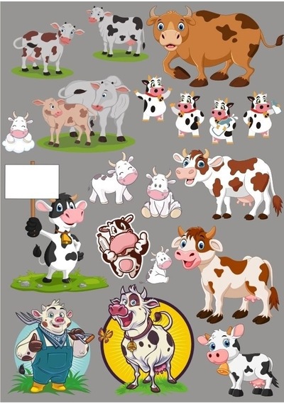 İnek Sticker Set-4 27 Parça Telefon, Tablet, Defter, Laptop Sticker