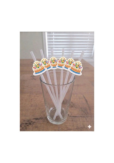 Gökkuşağı Konsept 12li Cupcake Kürdan 12li Pipet Seti Kırmızı