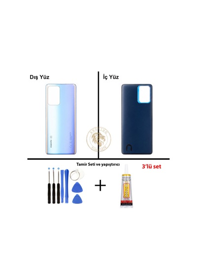 Xiaomi Mi 11-t Gök Mavisi Arka Pil Kapağı Batarya Kapağı Lazer Kesim + Yapıştırıcı Ve Vida Seti Çok Renkli