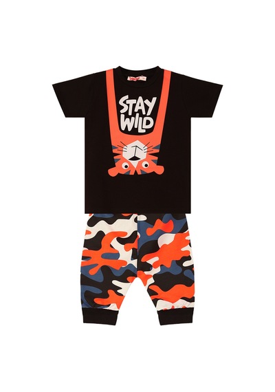 Stay Wild Erkek Çocuk Yazlık T-Shirt Kapri Şort Takım