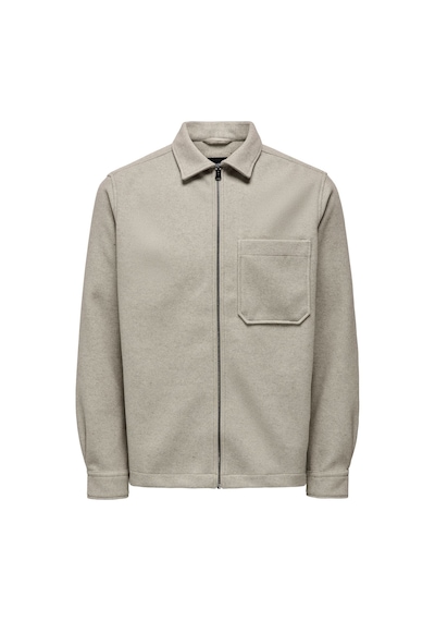Only & Sons Onsdal Ovr Zıp Ls Shırt Erkek Gri Uk Gömlek - 22026312 Gri