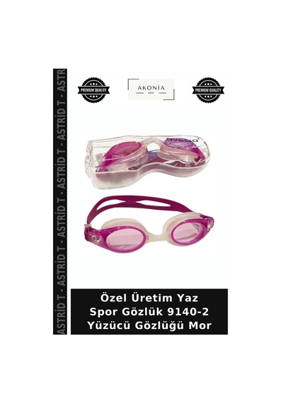 Özel Üretim Yaz Spor Gözlük 9140-2 Yüzücü Gözlüğü Mor