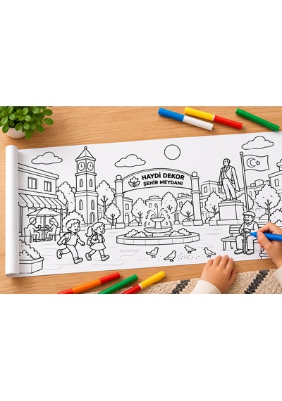 Haydi Dekor Kendi Şehrimi Boyuyorum Boyama Rulosu 30x400 Cm 4 Metre Dev Şehir Temalı Eğitici Ve Eğlenceli Çocuk Boyama Kağıdı 1 Adet