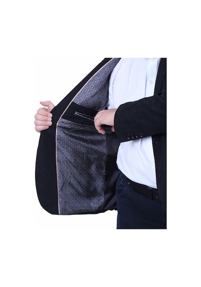 Mocgrande Erkek Büyük Beden 4 Drop Blazer Şönili Ceket 500602 Sıyah Siyah