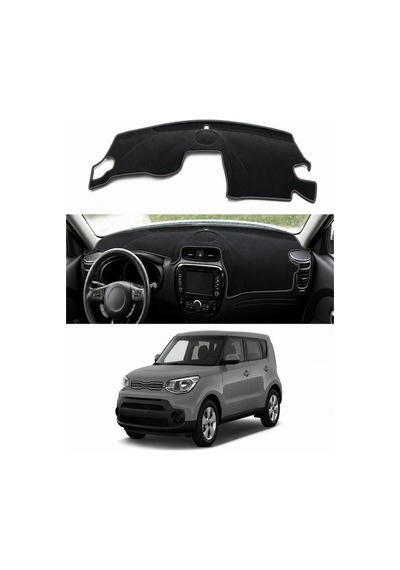 Kia - Soul 2014-2019 Uyumlu Torpido Koruma Kılıfı - Gri Şeritli