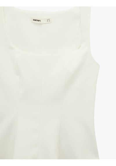 Koton Kolsuz U Yaka Peplum Bluz Beyaz 6sak60239pw