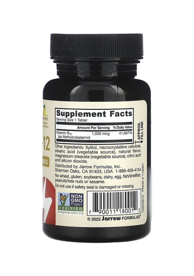Jarrow Formulas, Methyl B-12, Lemon, 1,000 Mcg, 100 Chewable Tablets