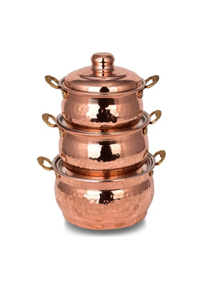 Cobper Premium Collection Bakır Mini Güveç 3'lü Tencere Seti