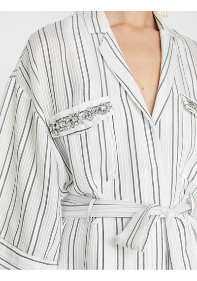 Koton Çizgili Kimono Siyah Çizgili 9yak58187cw