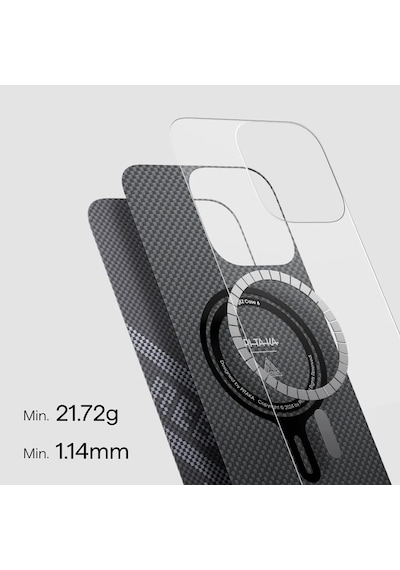 Apple Uyumlu iPhone 16 Pro Max Kılıf Magsafe Özellikli Aramid Fiber Re-tros Pitaka Tactile Woven Rebuilding Siyah