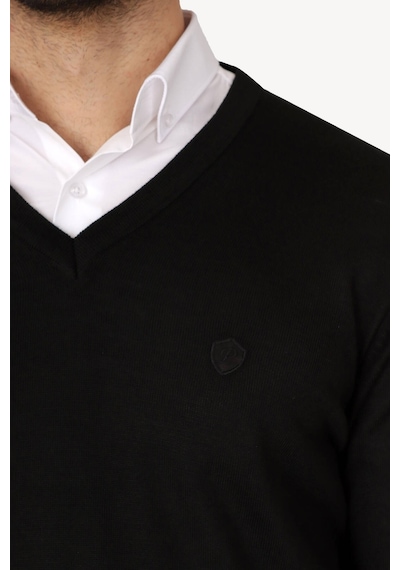 Erkek Siyah V Yaka Klasik Triko