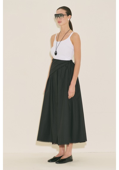 Manuka Önü Düğmeli Poplin Etek Siyah Ss26etk00001-01 Siyah