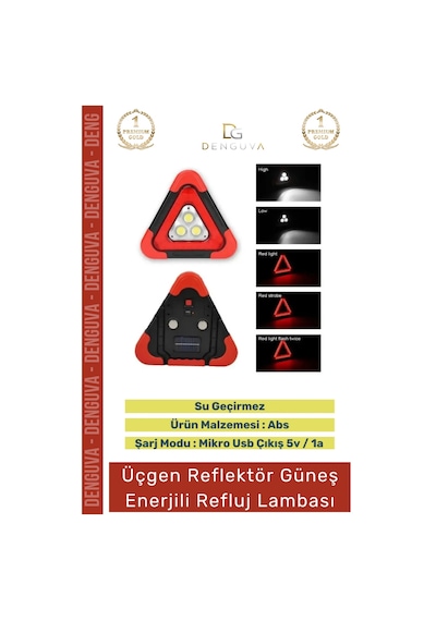 Reflujlamba Abs Şarjlı Usb Lityum Pil 25w Sarı Kırmızı 180 Döner Saplı Refluj Araba Oto Lambası