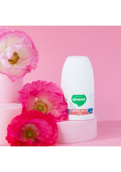 Siveno %100 Doğal Roll On Teen Girl Genç Kız Deodorant Ter Kokusu Önleyici Bitkisel Leke Bırakmayan Vegan 50 ML