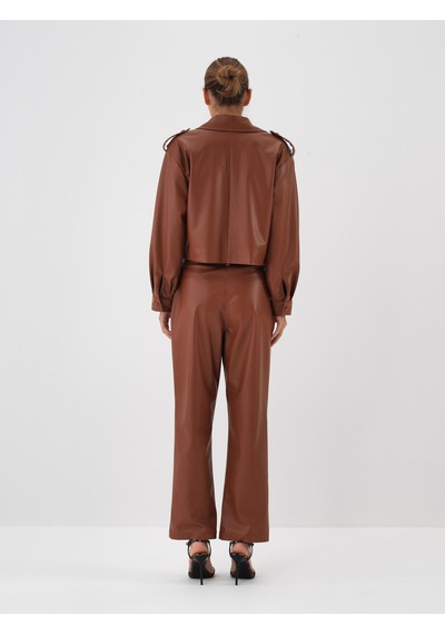 Xint Camel Deri Görünümlü Regular Fit Pantolon 201240