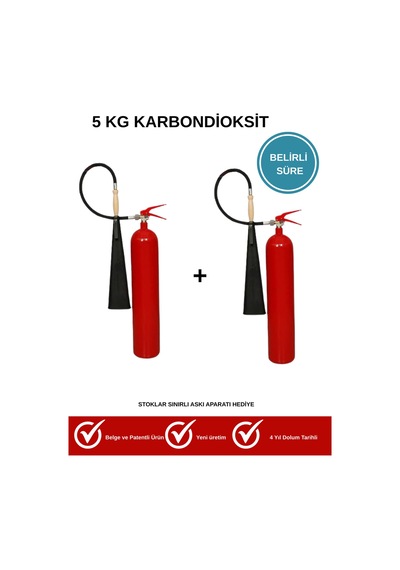 Kpr E-ticaret 5 Kg Co2 Karbondioksit Yangın Söndürme Tüpü + 2 Adet