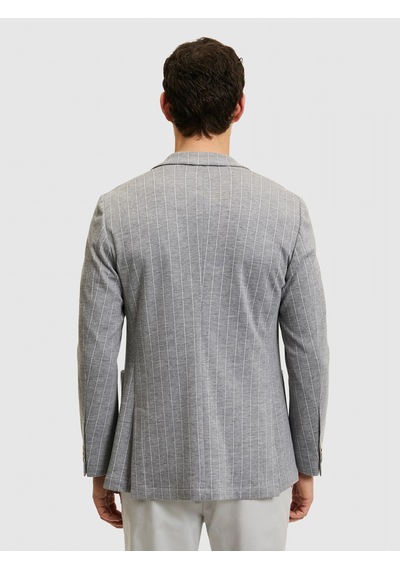 Cacharel Açık Gri Slim Fit Çizgili Yün Karışımlı Ceket Cacharel Açık Gri Slim Fit Çizgili Yün Karışımlı Ceket