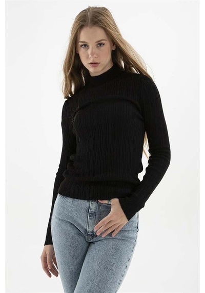 Fashion Friends Kadın Yarım Balıkçı Kazak 23k0389k1 Siyah