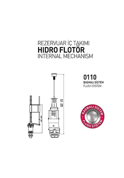 Nkp Rezervuar Iç Takımı Basmalı Sistem, Hidro Flatör 0110 Beyaz