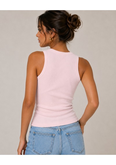 Feyece Kadın Siyah Pudra Halter Yaka 2'li Crop Bluz Pembe - Siyah