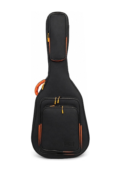 Profesyonel Gigbag Kalın Akustik Gitar Kılıfı-çantası - Siyah - Turuncu1900 Denye Lüx Kumaş - %100 Su Geçirmez