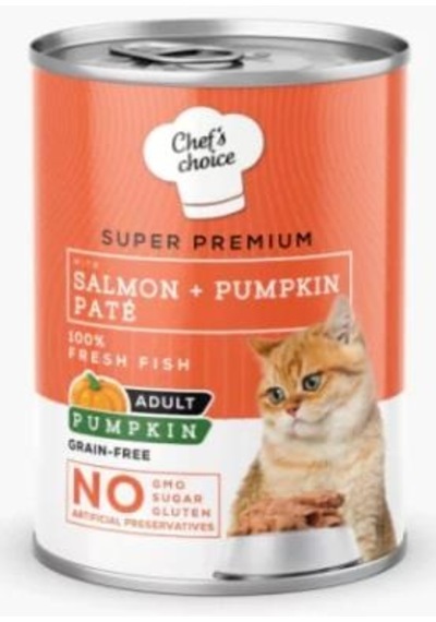 Chef's Choice Somonlu Ve Bal Kabaklı Tahılsız Ezme Yetişkin Kedi Konservesi 400 Gr