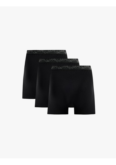 Koton Baskılı Bel Detaylı Pamuklu 3'lü Boxer Seti Siyah 6slm90032mk