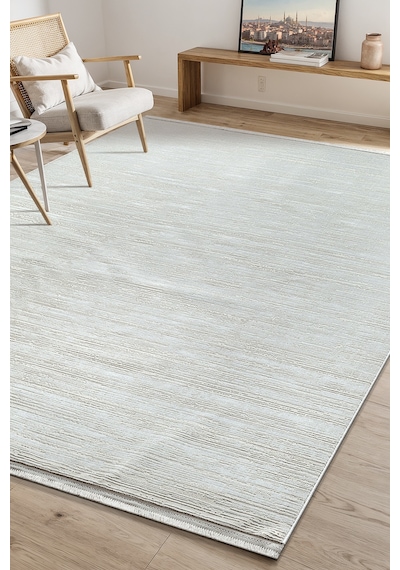 Bambum Soft 1002 Beyaz Düz Desen Modern Bambu Saten Kaymaz Taban Yıkanabilir Salon Mutfak Halısı
