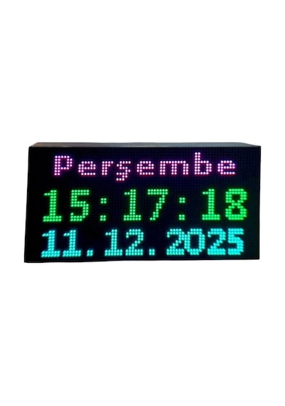 Renkli Dijital Led Saat Ve Tarih Kasa Ölçüsü: 18x35 Cm Çok Renkli