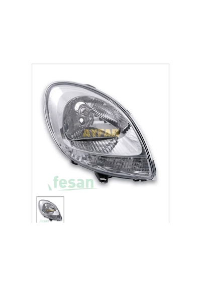 Renault Kangoo 2008-2009 Sağ Motorlu Siyah Çerçeveli Şeffaf Sinyal Far