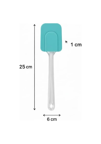 Silikon Spatula, Mutfak Kullanımı İçin Şeffaf Saplı Askılı 2, Turkuaz Genel