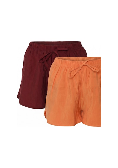 Siyah İnci 2'li Dokuma Modal Şortlu Pijama Altı 8067 Turuncu Koyu Bordo