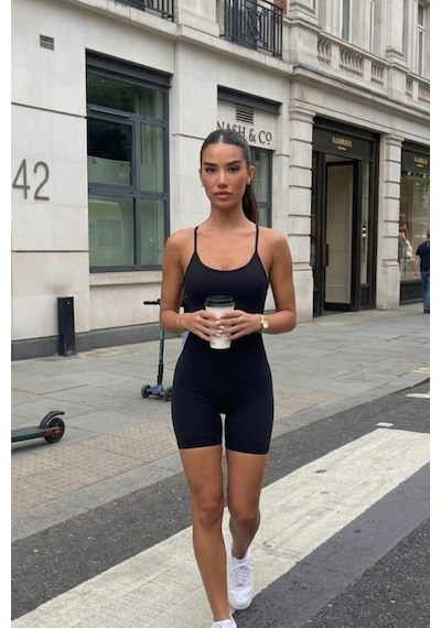 Fit Women Kadın Siyah Casual Esnek Body