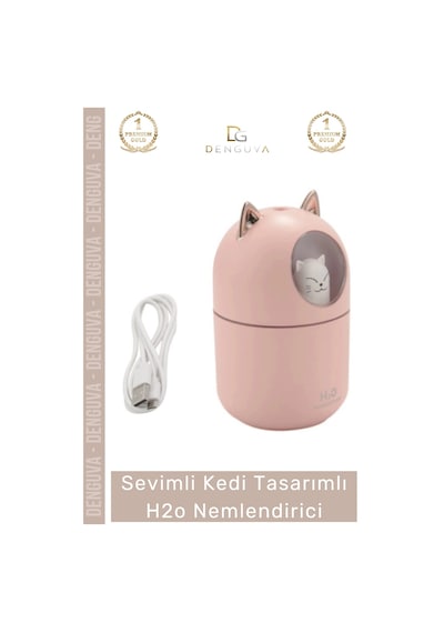 Nemlendirici Sevimli Kedi Usb Sessiz Işıklı Kompakt Masaüstü Ultrasonik Tasarımlı H2o Hava Nemlendi