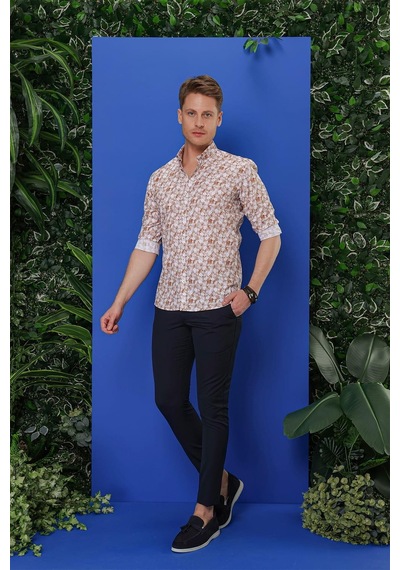 Efor G 1542 Slim Fit Taba Klasik Gömlek Taba
