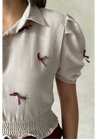 Verymoda 1 Fiyonklu Keten Gömlek - D2409 Taş