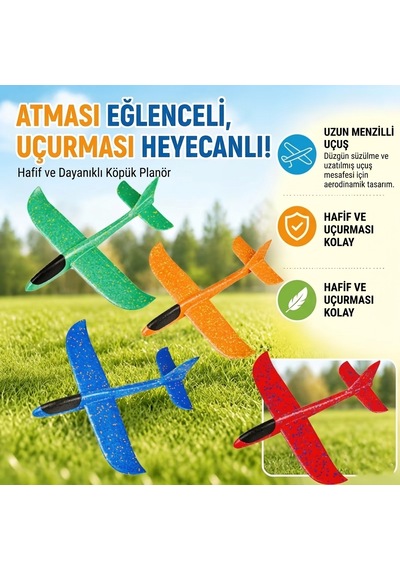 Epp Silikonlu Köpük Planör Uçak Çocuk Eğitici Model Oyuncak - Kırmızı