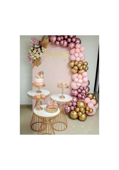 Krom Pembe Krom Gold Ve Makaron Pembe Balon Zinciri 100 Adet Mix