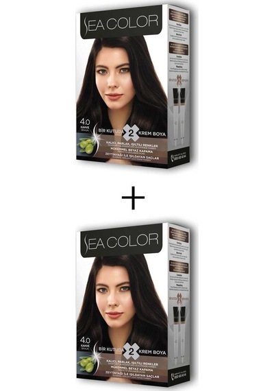 2X2 Tüp Krem Saç Boyası Seti Kahve No:4.0
