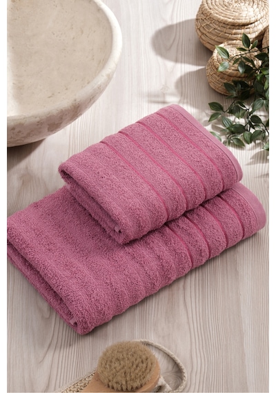 Eponj Home 2li Havlu Seti Dalga 50x85cm+70x140cm Mürdüm Mürdüm