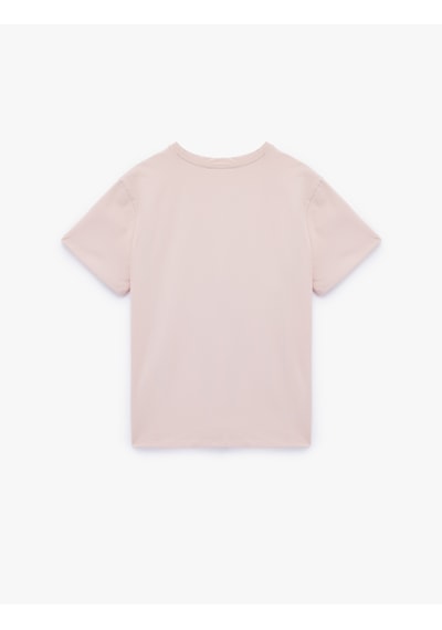 Koton Kısa Kollu Bisiklet Yaka Pamuklu Basic Oversize Tişört Pembe 6wak50092ek Gül