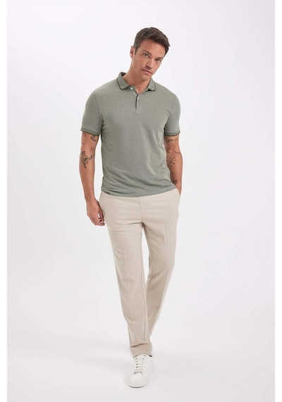 Defacto Slim Fit Dar Kesim Polo Yaka Kısa Kollu Pamuklu Tişört D0033AXNS Haki
